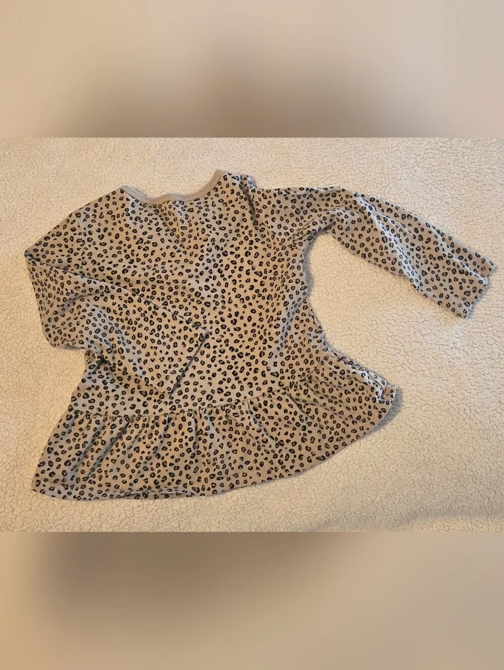 Carter's Tan Leopard-Print Long Sleeve Peplum Top